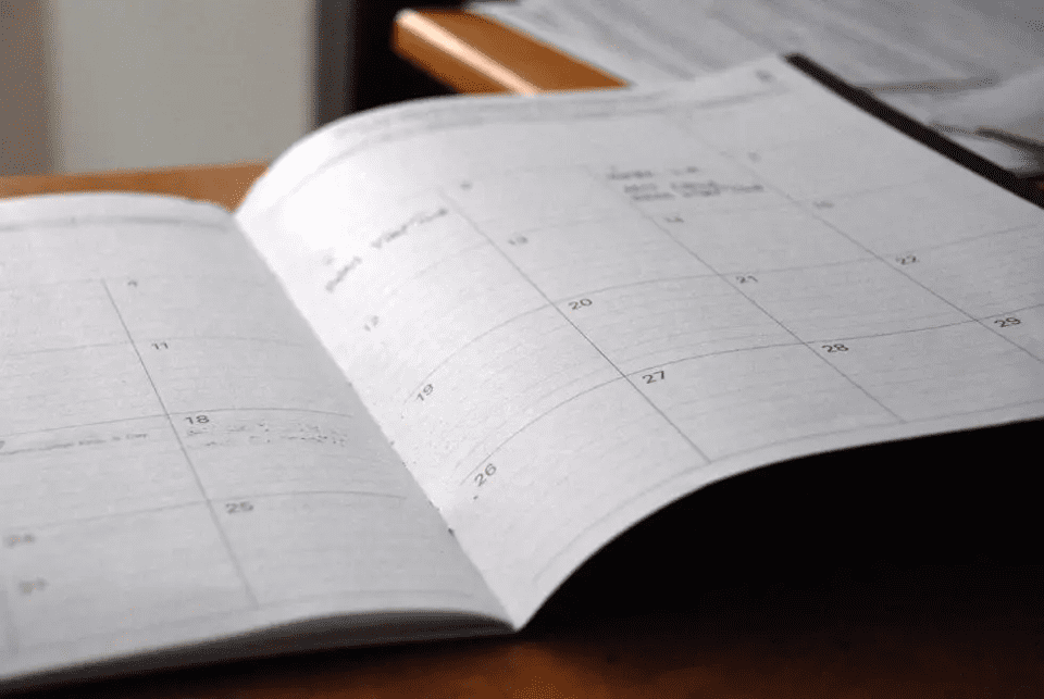 Diary and calendar for planning social media and marketing business