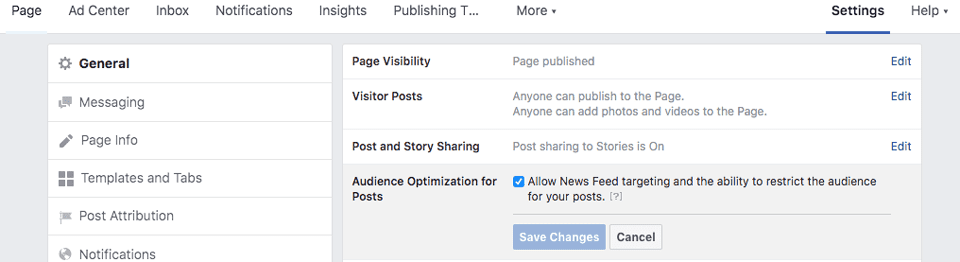 Audience optimisation for facebook