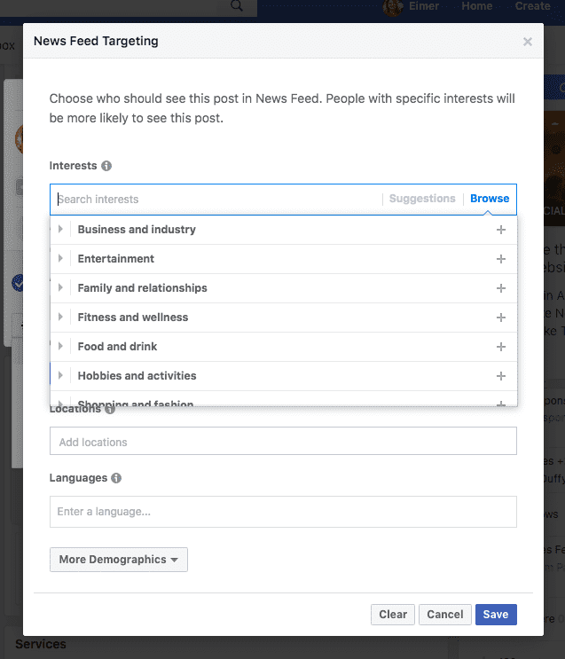 facebook targetting by interests on Facebook
